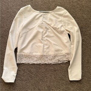 ASOS White Long Sleeve Top with Lace Hem